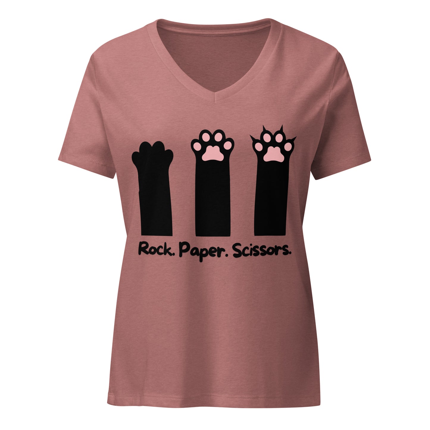 Cat: Rock, Paper, Scissors | V-Neck T-Shirt