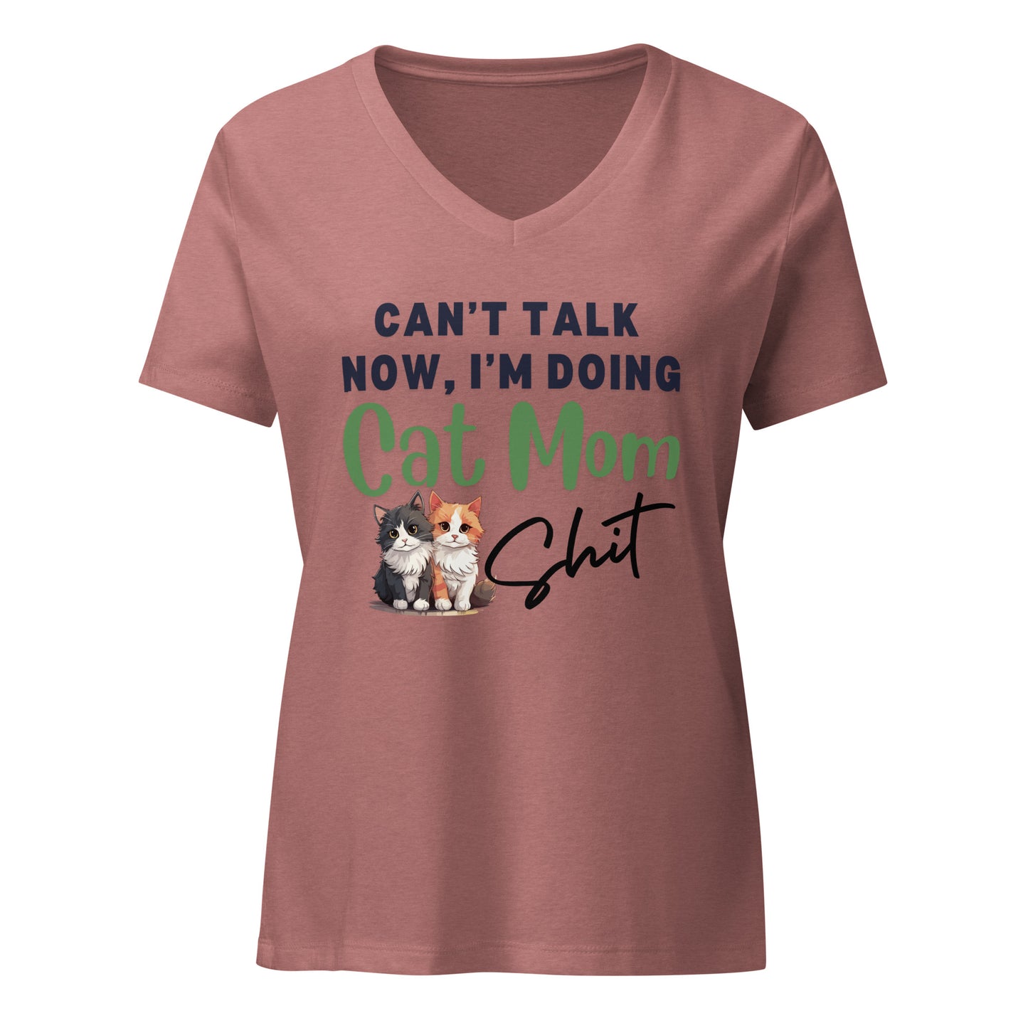 Can't Talk, Cat Mom | V-Neck T-Shirt
