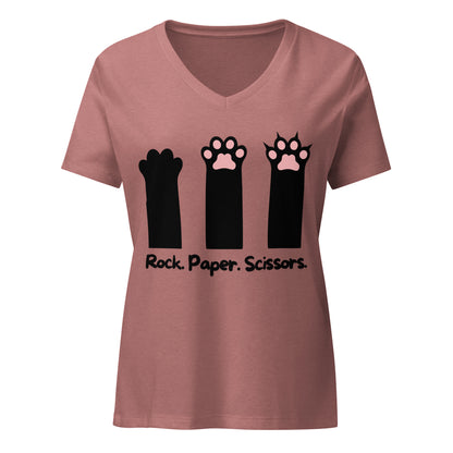 Cat: Rock, Paper, Scissors | V-Neck T-Shirt