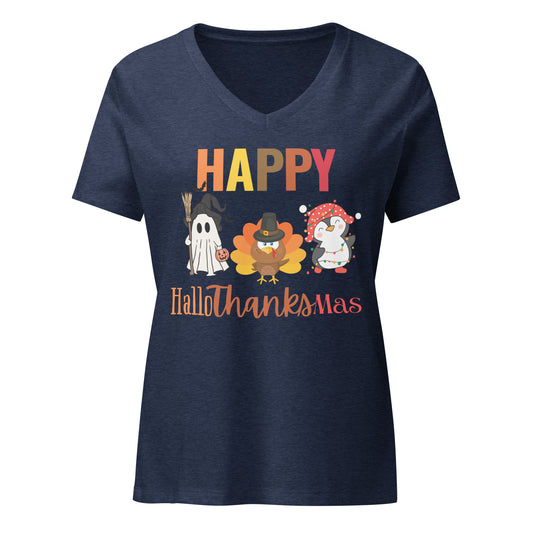 Happy HalloThanksMas | V-Neck T-Shirt