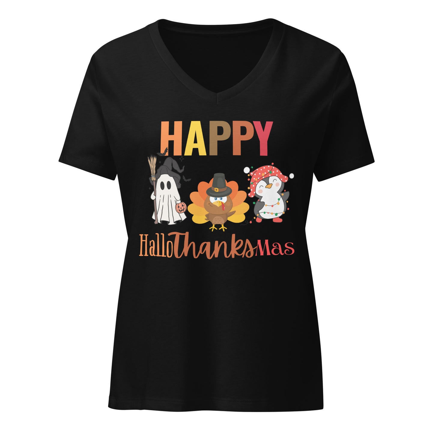Happy HalloThanksMas | V-Neck T-Shirt