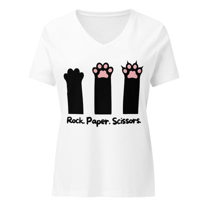 Cat: Rock, Paper, Scissors | V-Neck T-Shirt